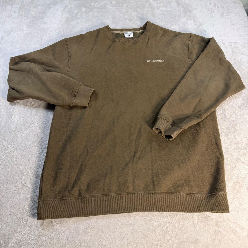 Columbia Sweatshirt Crewneck Fleece Mens XL Brown Cotton Blend Pullover Active